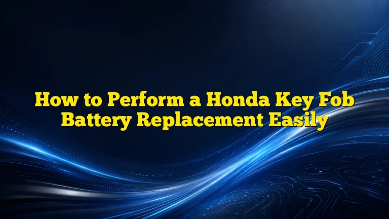 How to Perform a Honda Key Fob Battery Replacement Easily