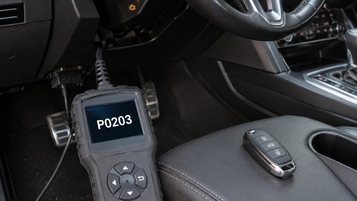 what does P0203 mean OBD2 scanner cylinder 3 injector circuit diagnosis