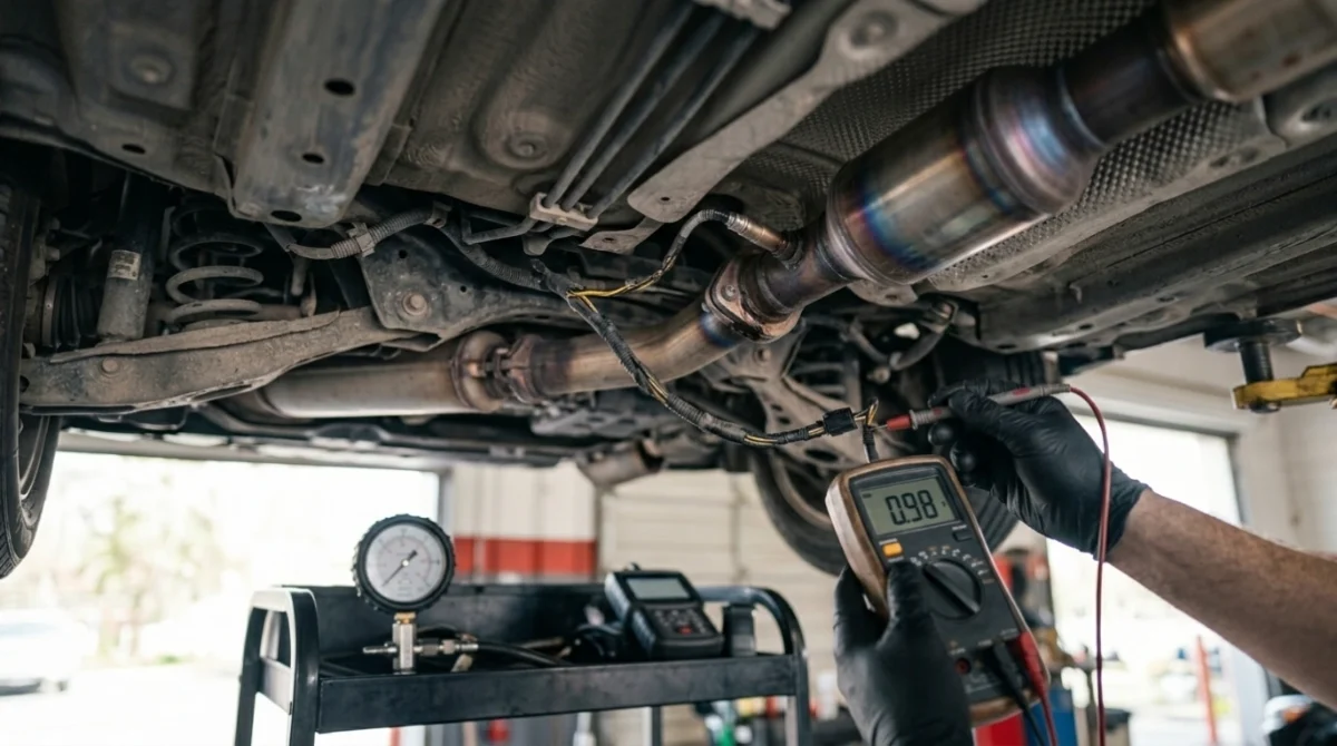 P0138 causes shown through faulty downstream O2 sensor, damaged wiring and exhaust contamination