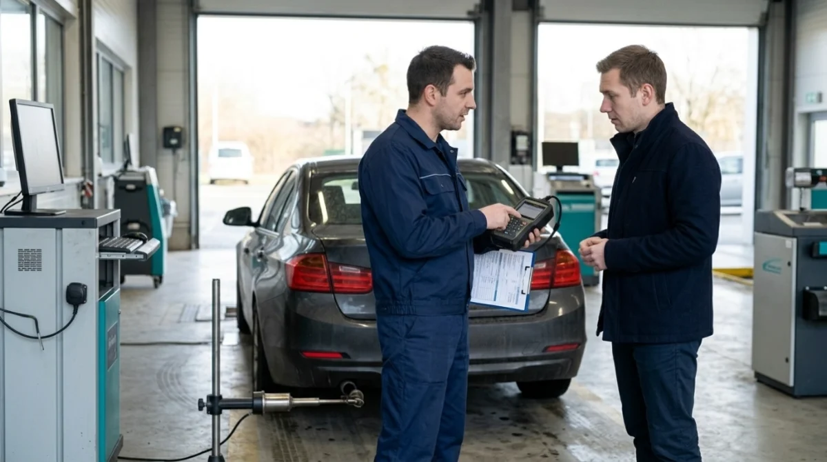 Vehicle at emissions inspection showing when P0141 symptoms should be repaired promptly