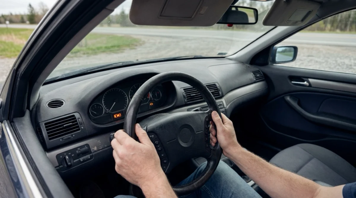 Driver safely pulled over with check-engine warning while assessing a P0304 cylinder 4 misfire