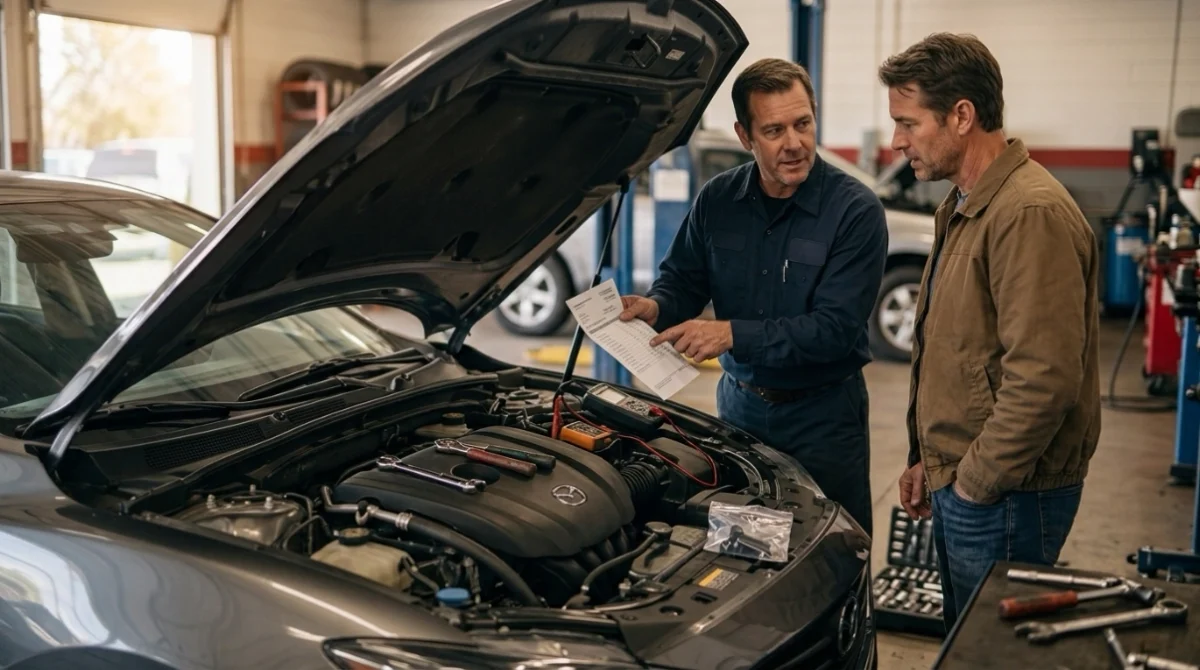 Technician estimating P0340 repair cost after diagnosing a camshaft position sensor circuit.