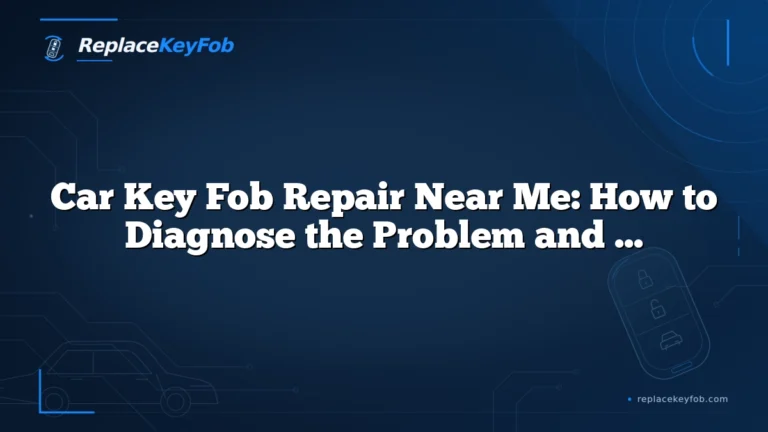 Car Key Fob Repair Near Me: How to Diagnose the Problem and Choose the Right Local Fix