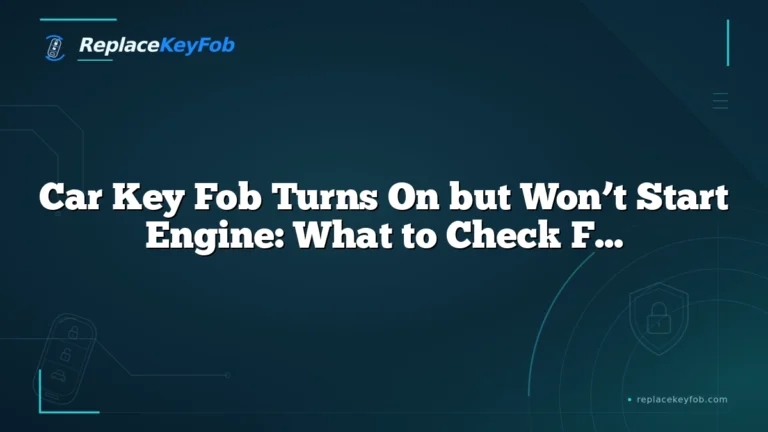 Car Key Fob Turns On but Won’t Start Engine: What to Check First