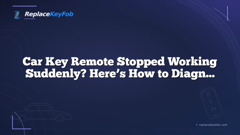 Car Key Remote Stopped Working Suddenly? Here’s How to Diagnose It Fast