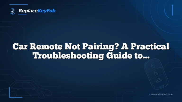 Car Remote Not Pairing? A Practical Troubleshooting Guide to Get It Working Again