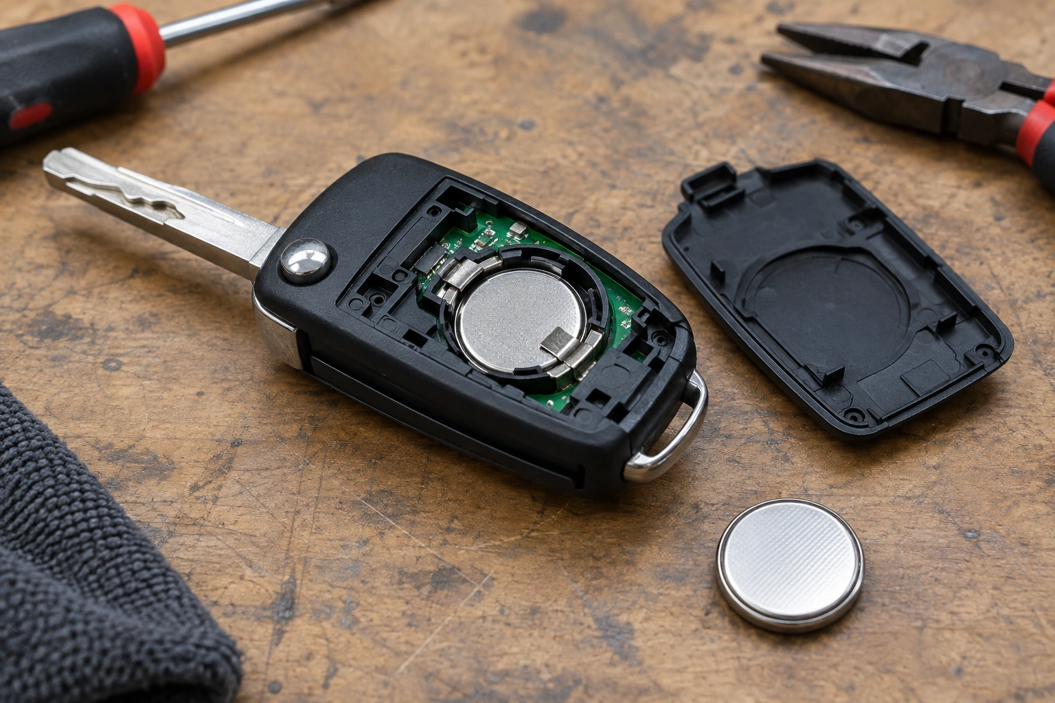 Car key fob battery check for pairing problems