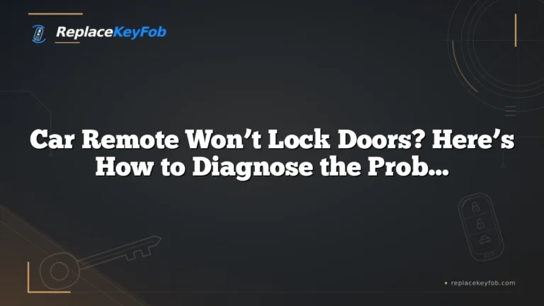Car Remote Won’t Lock Doors? Here’s How to Diagnose the Problem Fast