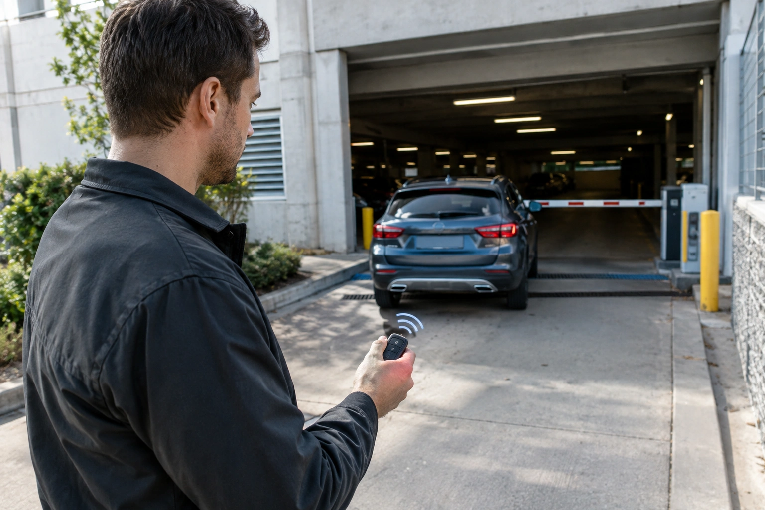 Car remote working inconsistently near a parking garage due to signal interference