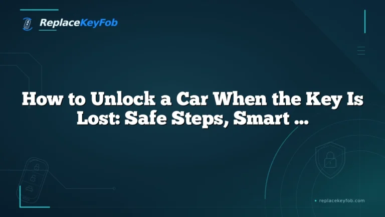 How to Unlock a Car When the Key Is Lost: Safe Steps, Smart Choices, and What to Do Next