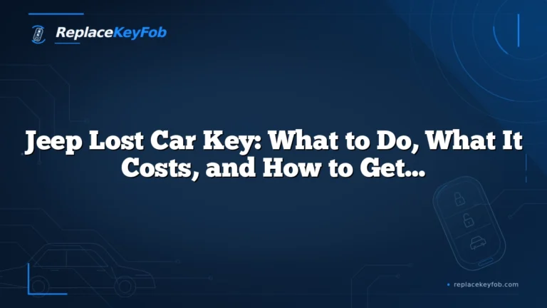 Jeep Lost Car Key: What to Do, What It Costs, and How to Get a Replacement Fast