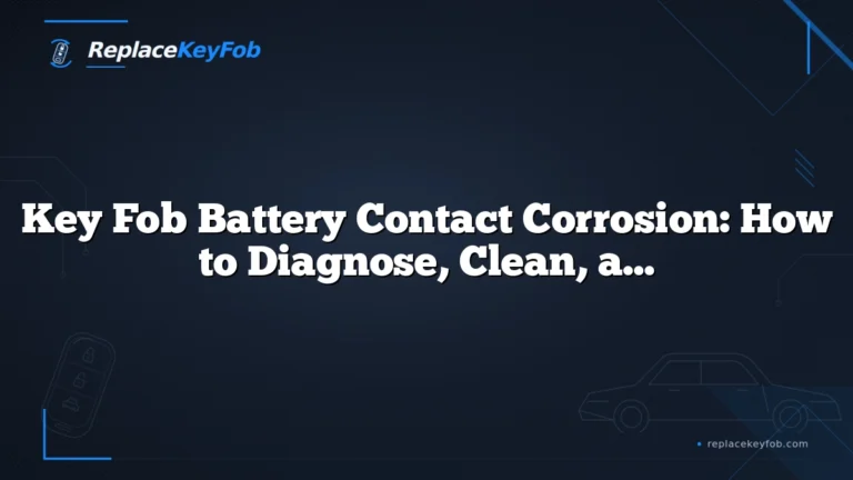Key Fob Battery Contact Corrosion: How to Diagnose, Clean, and Fix It