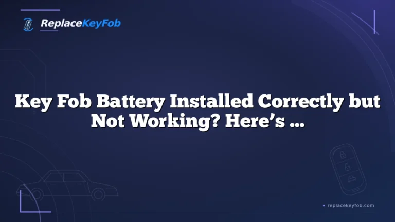 Key Fob Battery Installed Correctly but Not Working? Here’s What to Check Next