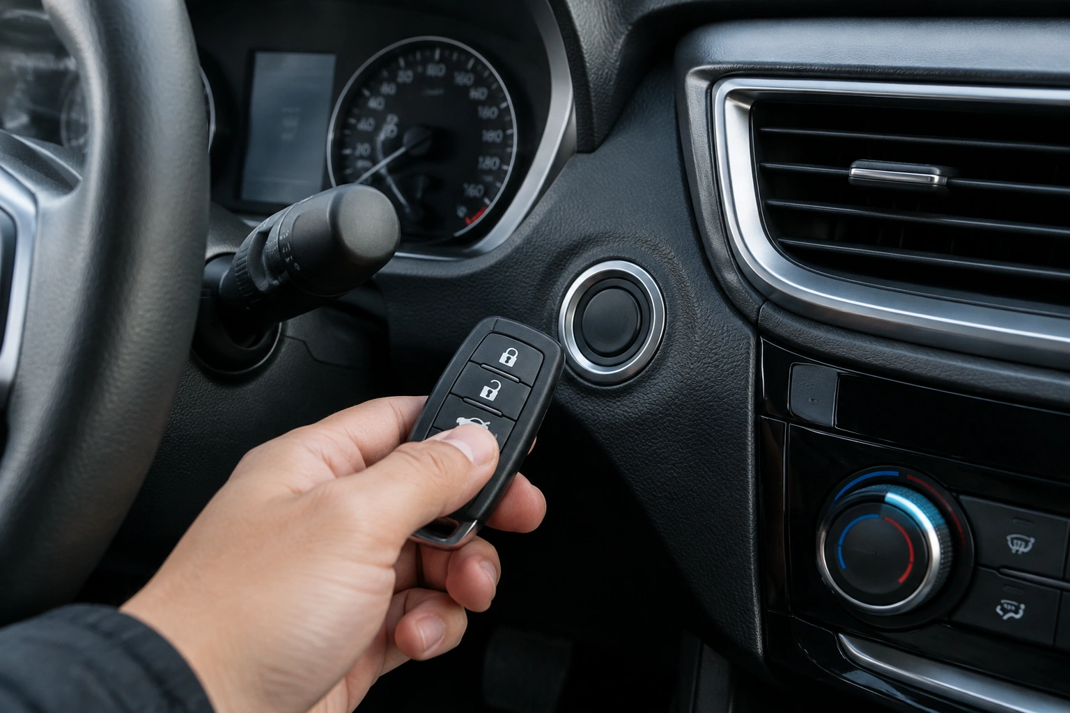 Car key fob troubleshooting on a dashboard