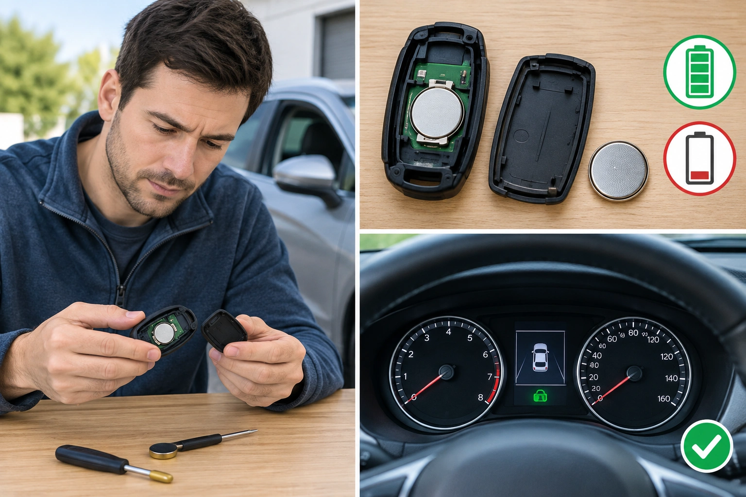 Car owner troubleshooting a key fob that lost programming