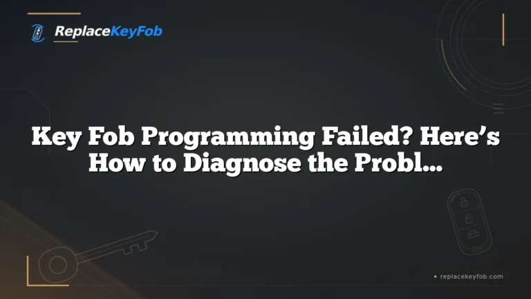 Key Fob Programming Failed? Here’s How to Diagnose the Problem and Fix It