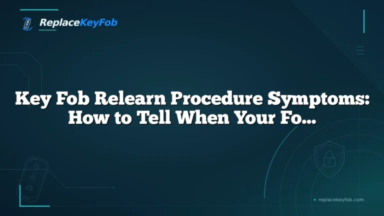 Key Fob Relearn Procedure Symptoms: How to Tell When Your Fob Needs a Sync Reset