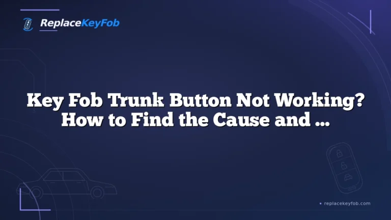 Key Fob Trunk Button Not Working? How to Find the Cause and Fix It Fast