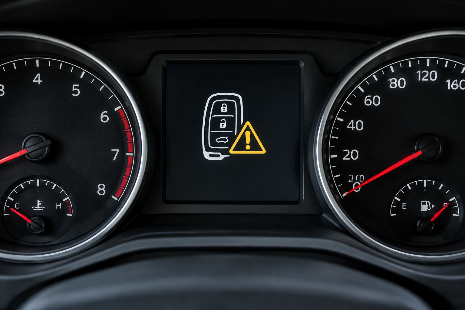 Dashboard warning icon related to key fob detection