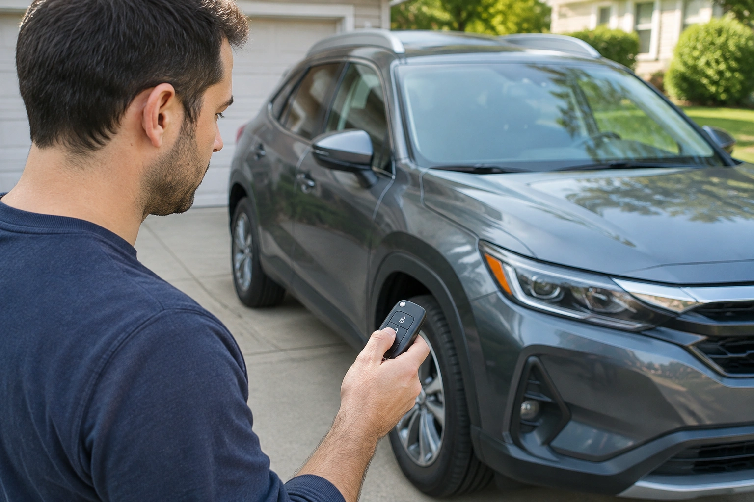 Car owner troubleshooting a weak key fob range issue