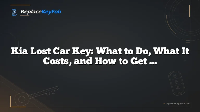 Kia Lost Car Key: What to Do, What It Costs, and How to Get Back on the Road