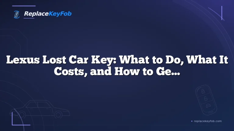 Lexus Lost Car Key: What to Do, What It Costs, and How to Get a Replacement Fast