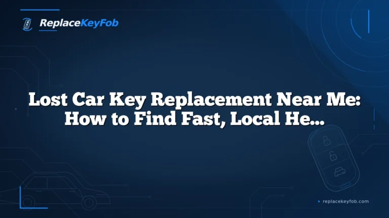 Lost Car Key Replacement Near Me: How to Find Fast, Local Help and Get Back on the Road