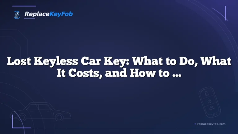 Lost Keyless Car Key: What to Do, What It Costs, and How to Get Back on the Road