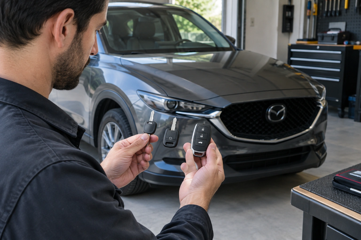 Mazda owner checking key type after losing a car key