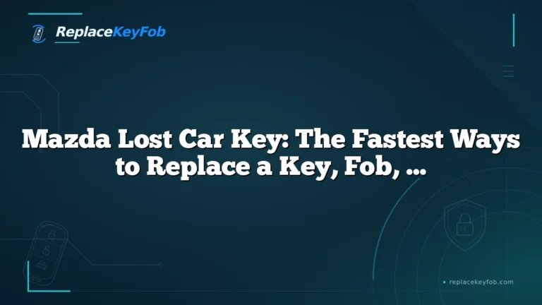 Mazda Lost Car Key: The Fastest Ways to Replace a Key, Fob, or Transponder