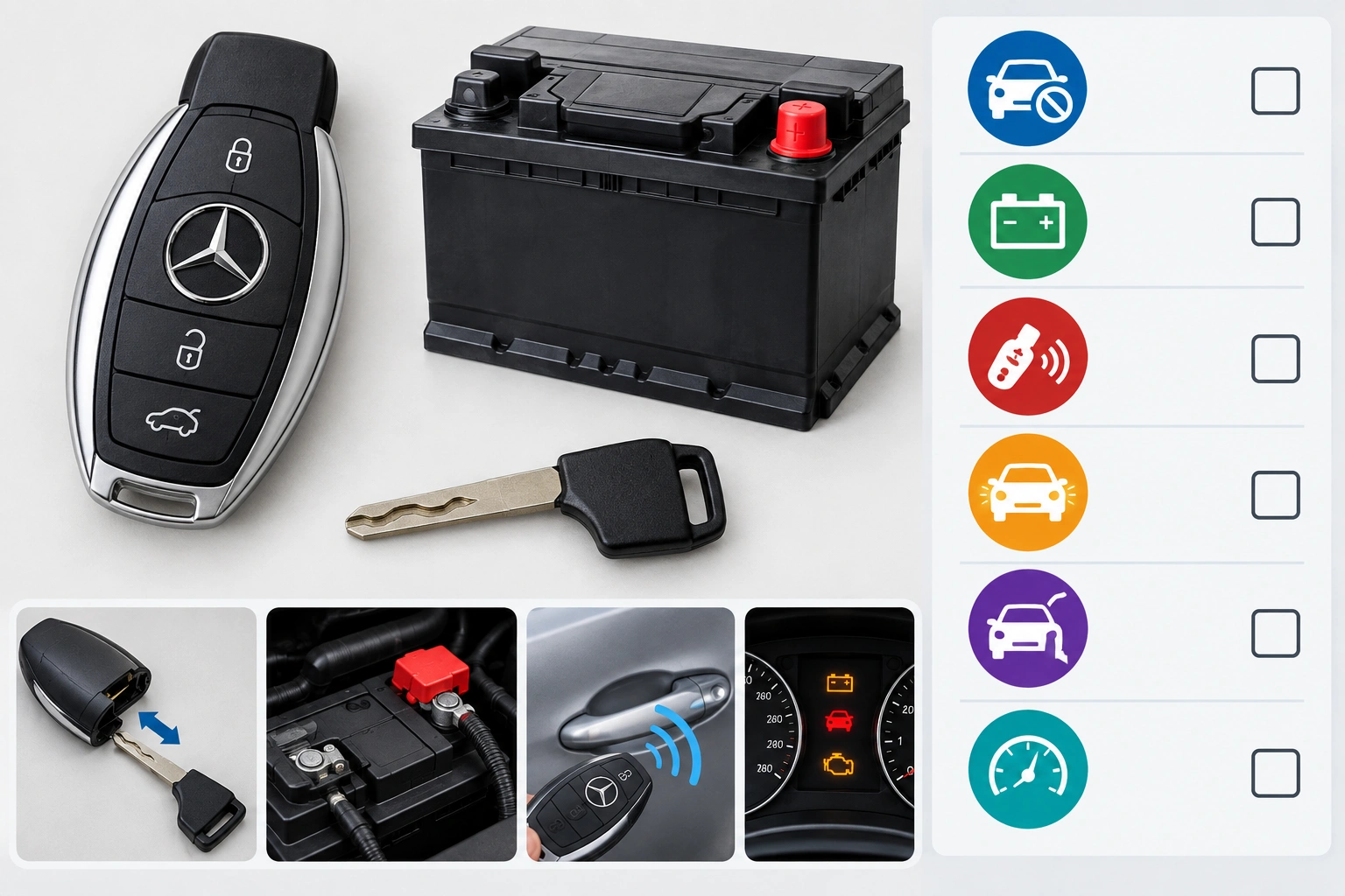 Mercedes key fob troubleshooting symptom table