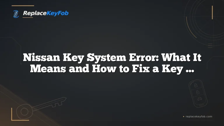 Nissan Key System Error: What It Means and How to Fix a Key Fob That Won’t Start the Car