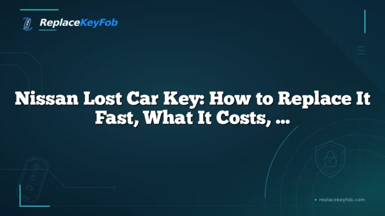 Nissan Lost Car Key: How to Replace It Fast, What It Costs, and What to Do Next