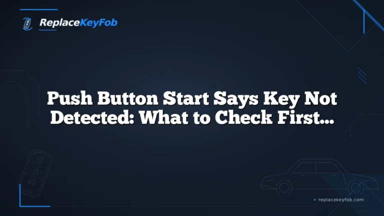 Push Button Start Says Key Not Detected: What to Check First and How to Fix It