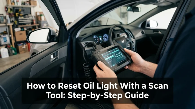 How to reset oil light with a scan tool connected to a car in a home garage.