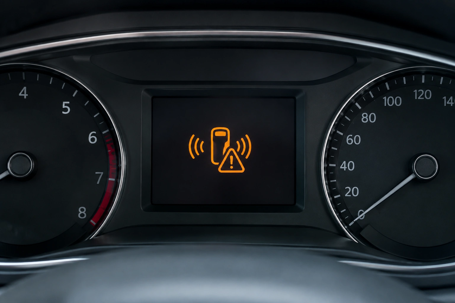 Dashboard showing a smart key system malfunction warning