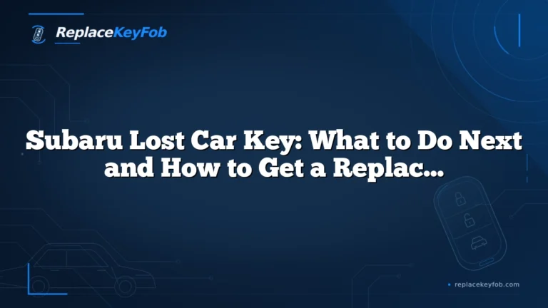 Subaru Lost Car Key: What to Do Next and How to Get a Replacement Fast