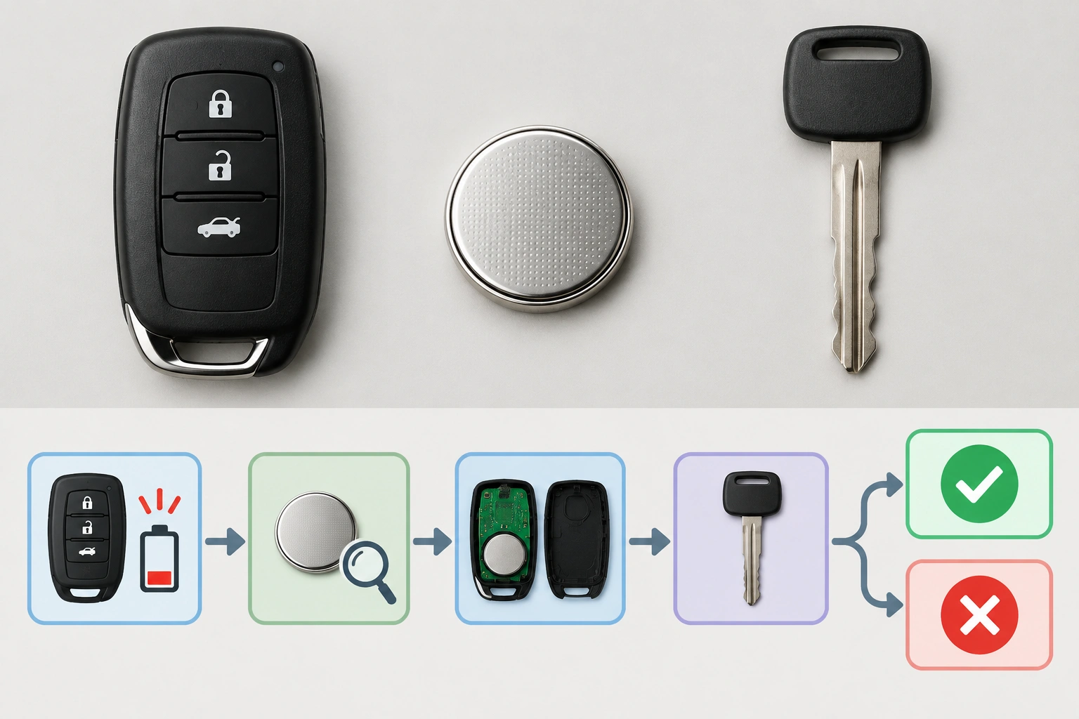 Toyota key fob troubleshooting guide with symptom-based diagnosis