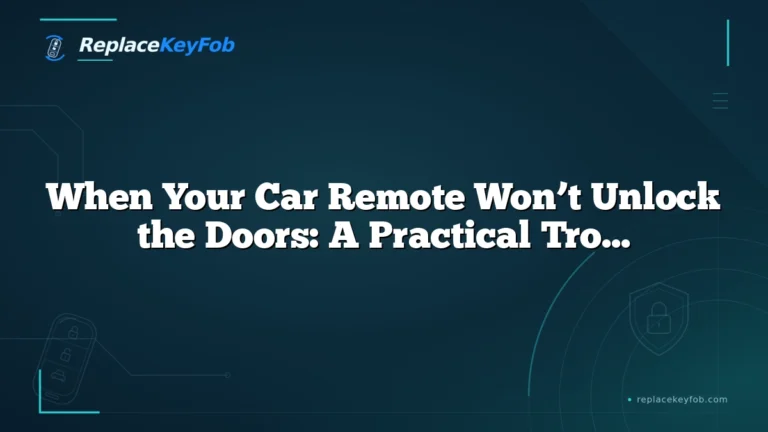 When Your Car Remote Won’t Unlock the Doors: A Practical Troubleshooting Guide