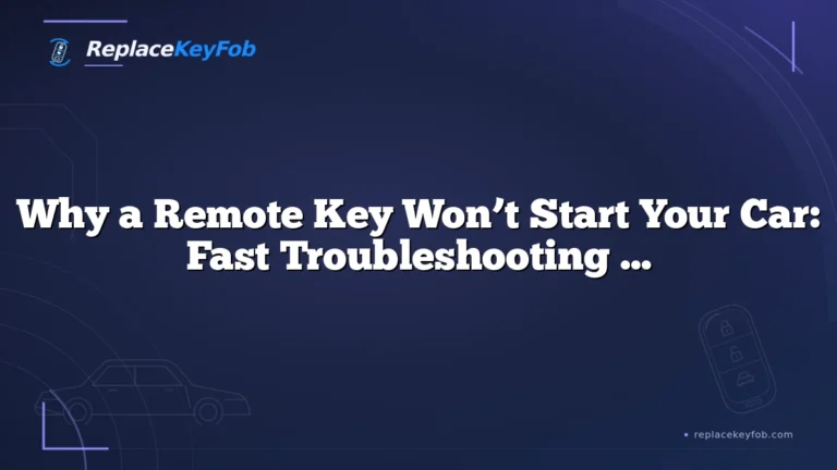 Why a Remote Key Won’t Start Your Car: Fast Troubleshooting That Actually Helps