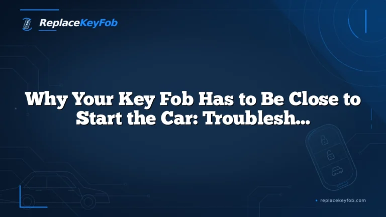 Why Your Key Fob Has to Be Close to Start the Car: Troubleshooting the Real Cause