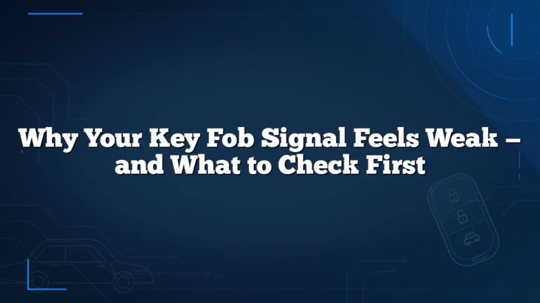 Why Your Key Fob Signal Feels Weak — and What to Check First