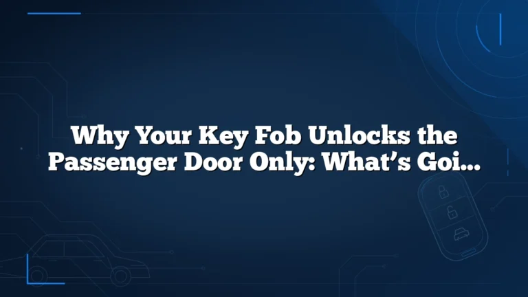 Why Your Key Fob Unlocks the Passenger Door Only: What’s Going On and How to Fix It
